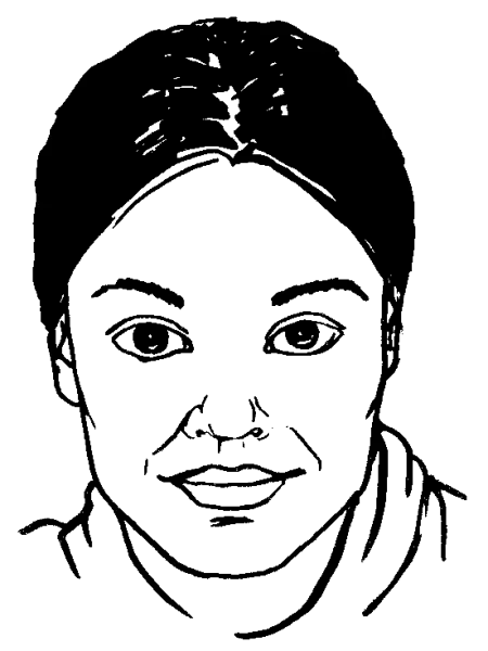 Drawing illustrating a woman.