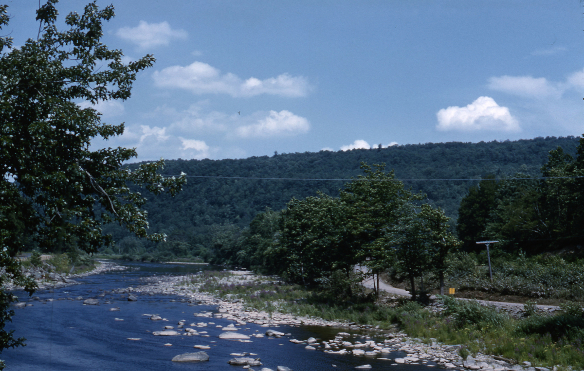 Steinete elv vei Rowland river
