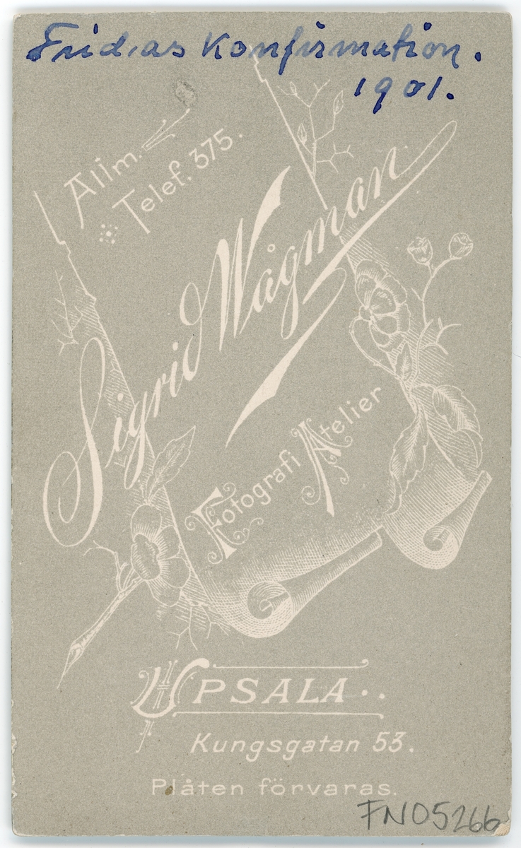 Kabinettsfotografi - Fridas konfirmation 1901