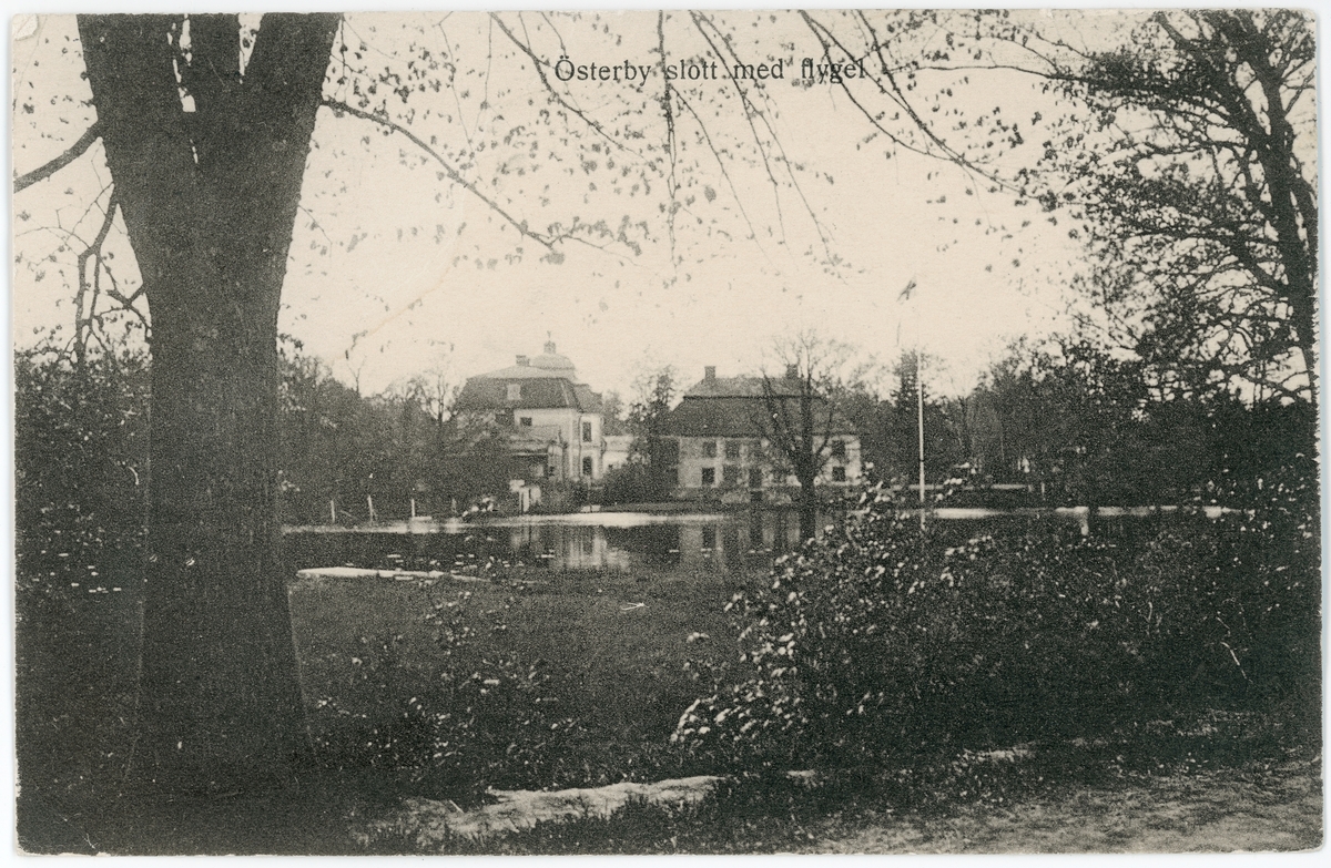 Brevkort - Österby slott med flygel, Uppland