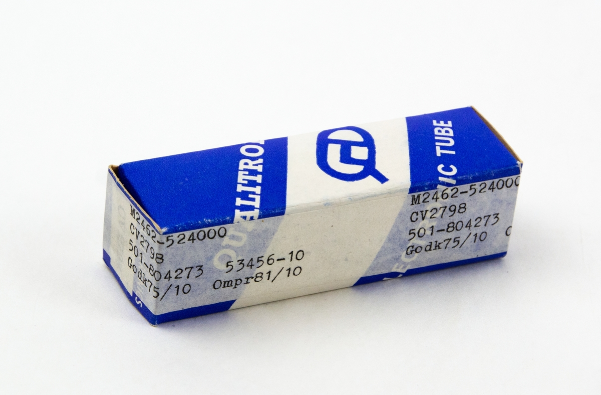 Elektronrör typ CV2798 dubbeltriod till transistor. Förvaras i försluten orginalförpackning.