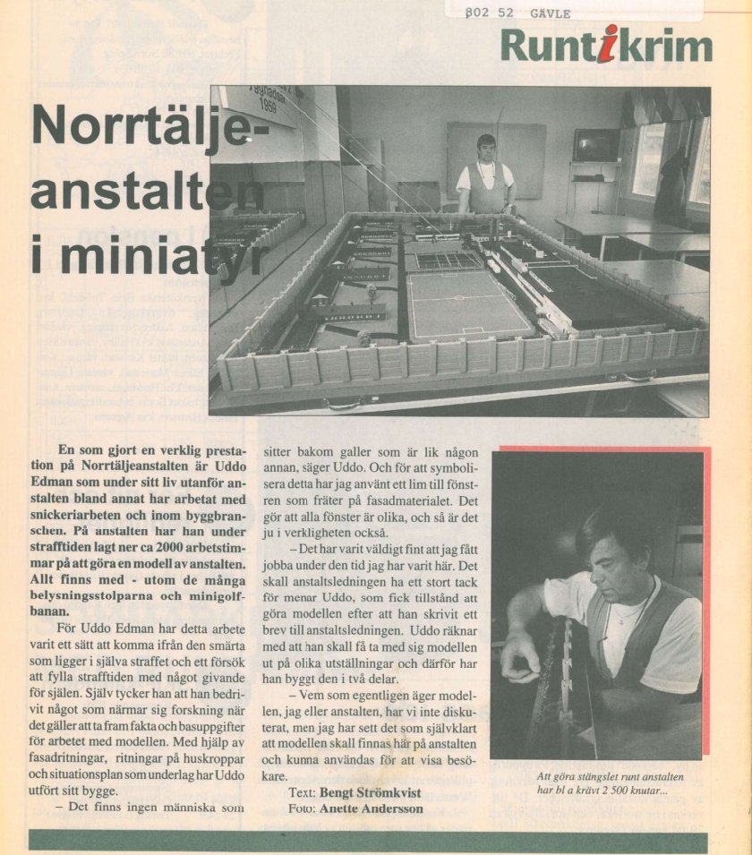 Stor modell av KVA Norrtälje, tillverkad av intagen 1993.