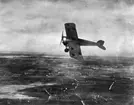 Flygbild av flygplan Thulin K flygandes över Östergötland, omkring 1917-1919.
