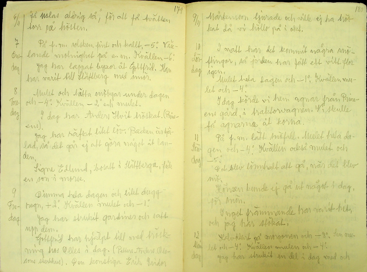 Dagbok skriven år 1956 av Rällsjö Brita på Rällsjögården i Bjursås socken. 
Innehåller bl.a. anteckningar om väderlek, fågelobservationer och diverse händelser (järnvägsolyckor m.m)
