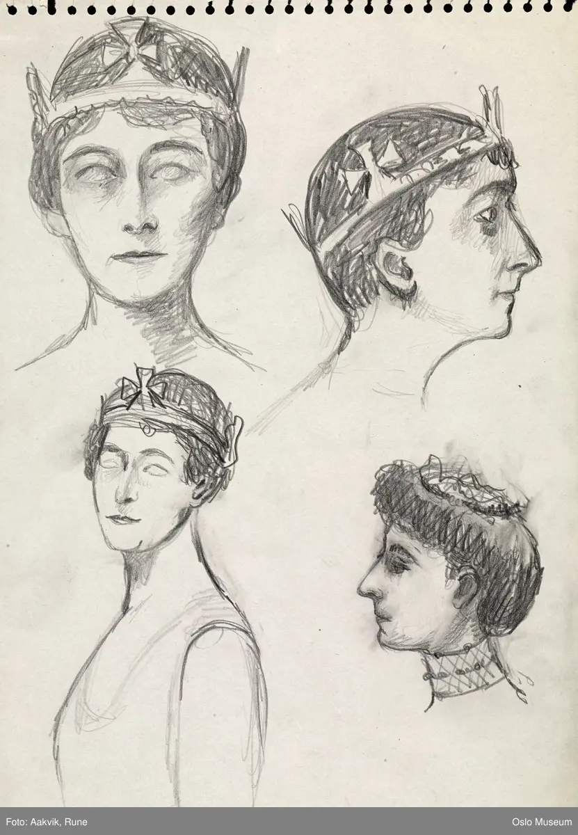 Skisse, blyanttegning, dronning, hodeplagg, portrett, helfigur