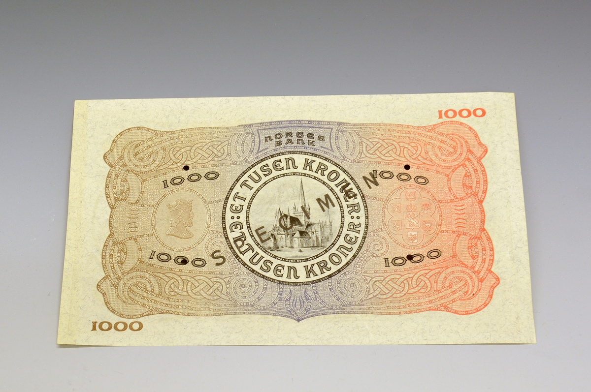 Makulert, ny seddel andre utgave 1943.