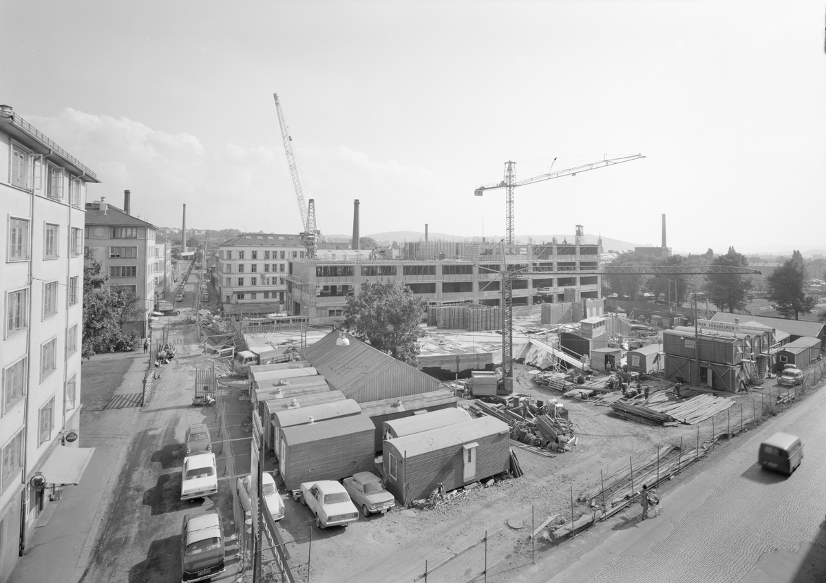 Arkitekturfoto av byggefaser i konstruksjonen av bygget til Bergene A/S på Sofienberg i Oslo.