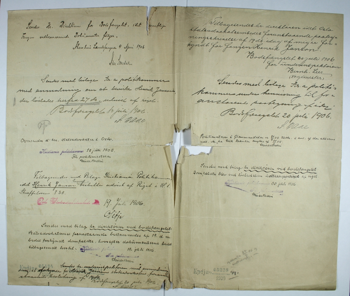 Saksdokumenter, brev, korrespondanse, telegram, o.l.