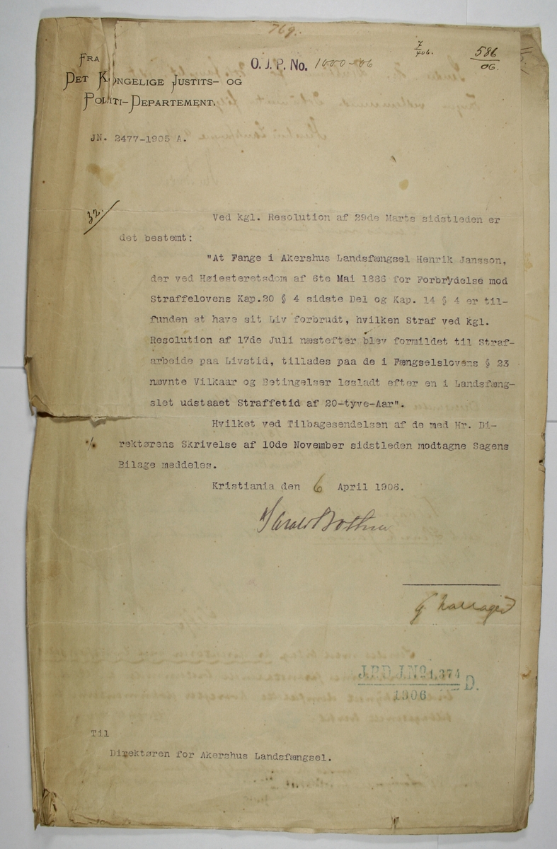 Saksdokumenter, brev, korrespondanse, telegram, o.l.