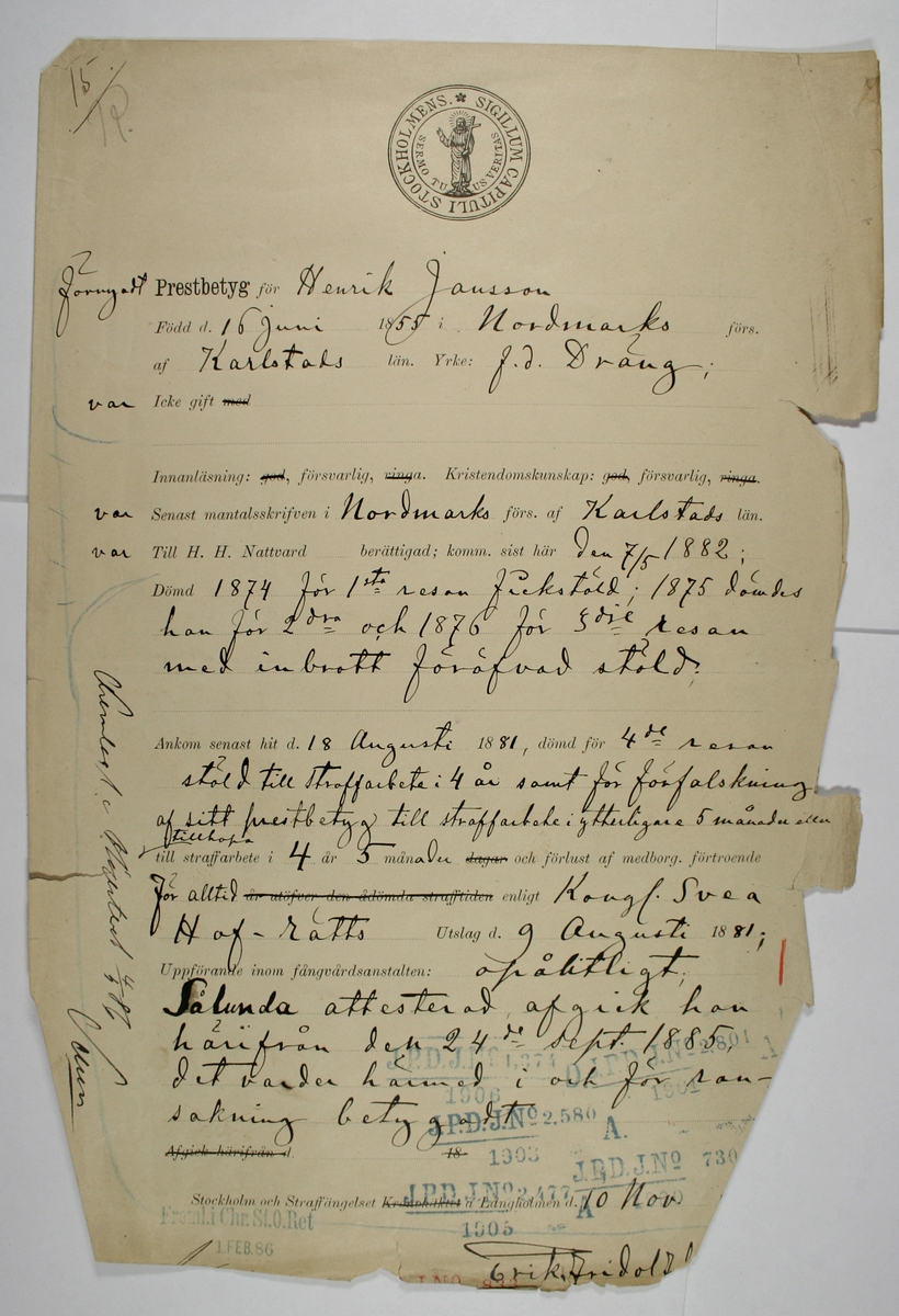 Saksdokumenter, brev, korrespondanse, telegram, o.l.