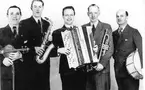 Muntra Musikanter. Arvid Axelsson, Lars Axelsson, Gustaf Persson, Olle Karlsson, Harald Blomén.