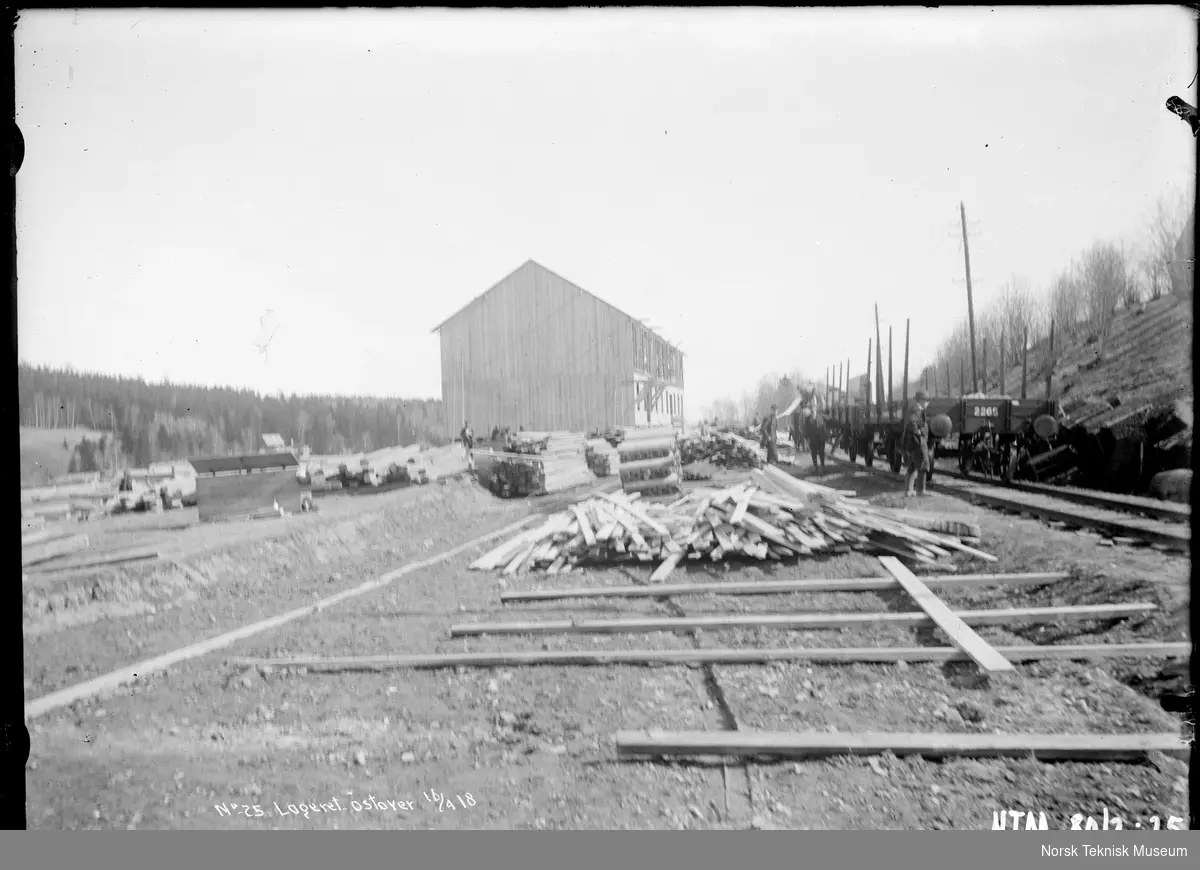 Lager sett østover fotografert i forbindelse med utbyggingen av Raanaasfossen 1918-1930