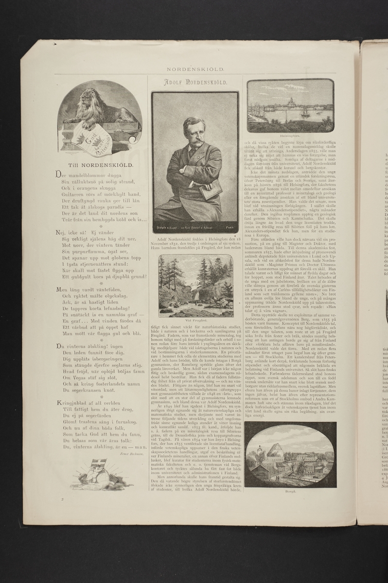 Trycksak "Festnummer utgifvet af Ny Illustrerad Tidning" med anledning av Nordenskiölds expedition år 1878 - 1880 med skeppet Vega.