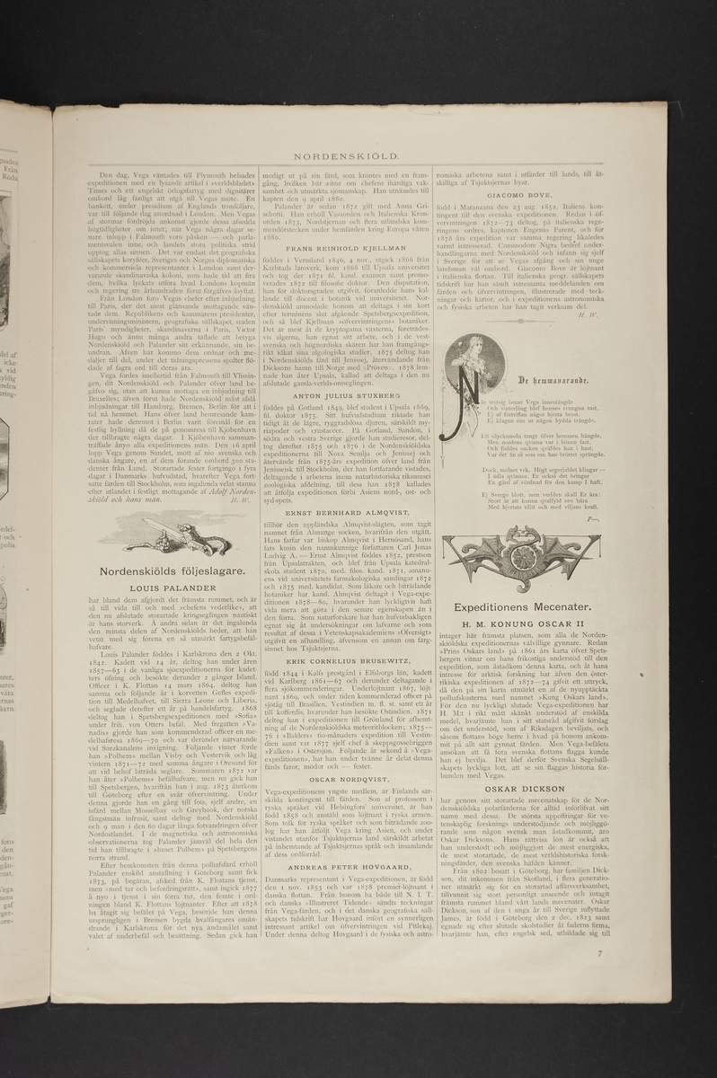 Trycksak "Festnummer utgifvet af Ny Illustrerad Tidning" med anledning av Nordenskiölds expedition år 1878 - 1880 med skeppet Vega.