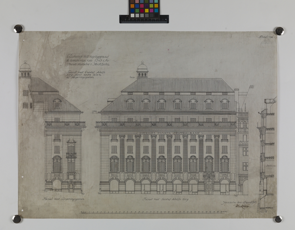 Fasad mot Gustaf Adolfs torg samt nedre delen av Regeringsgatan