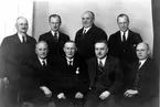 Falköpings Hantverks- och Industriförening. Övre raden bygggm. Stenberg, Erik Malmsten, charkuterist Claesson, Gunnar Blomgren. Nedre raden Gustav Andersson, ?, Hjalmar Karlsson, Gustav Johansson.