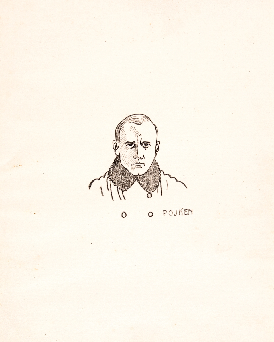Karikatyr av kapten Nils Kindberg, flygförare vid Flygkompaniet, 1918.