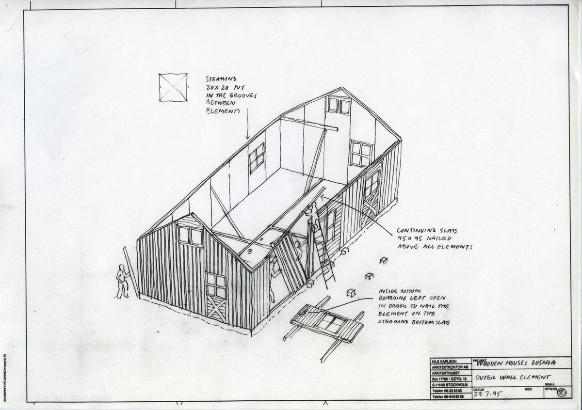 Typhus, bostadsgrupp
SIDA Housing
Ytterväggelement ritning nr 2.