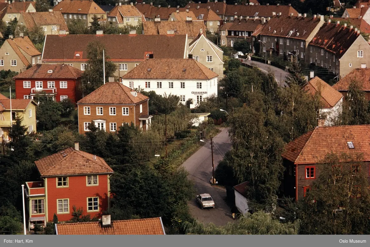 utsikt, vei, villabebyggelse, rekkehus