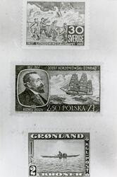 Utställningen Fartyg och frimärken i Göteborg. Exempel på tr