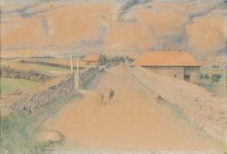"Rosenberggaten med sauer" [Rosenbergsgate med sauer- L. Hertervig]