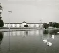 Sjöhistoriska museet sedd från Djurgårdsbrunnsvikens norra strand.