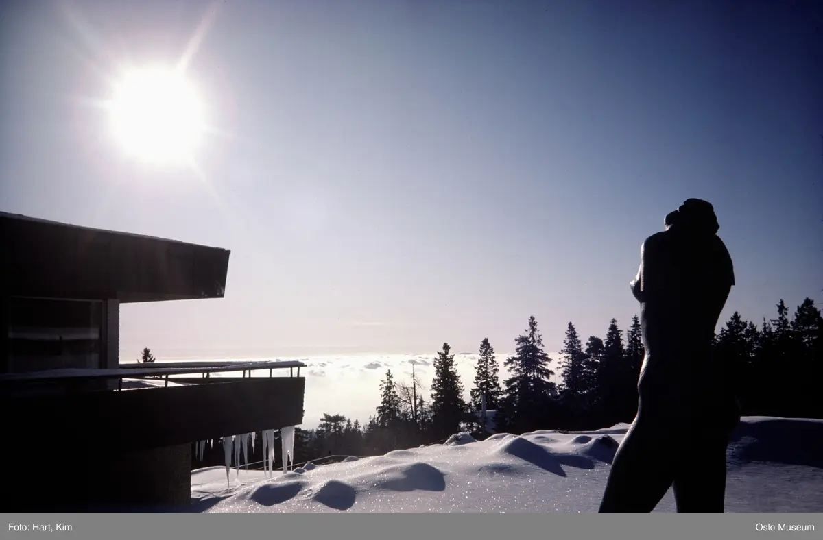 Voksenåsen Hotell, snø, istapper, skog, skulptur