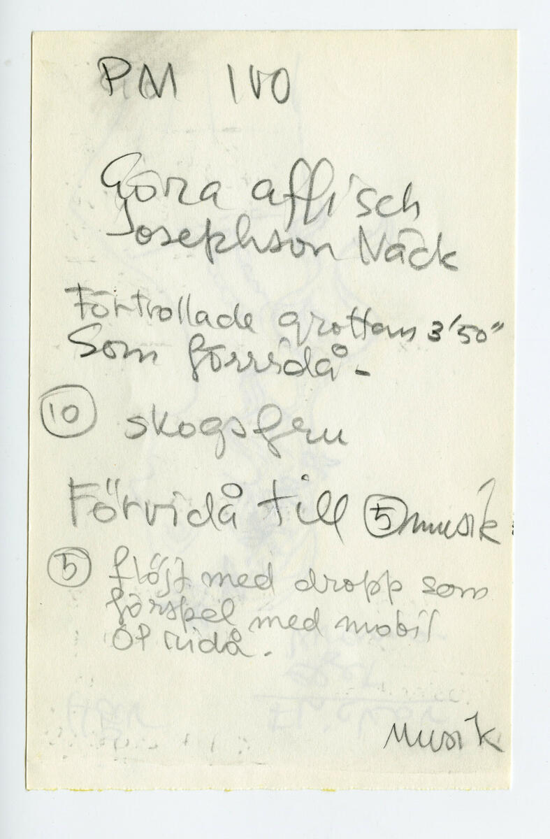 Skisser till "Strömkarlen" och förmodade skisser till "Kransgille" av Jan Brazda.