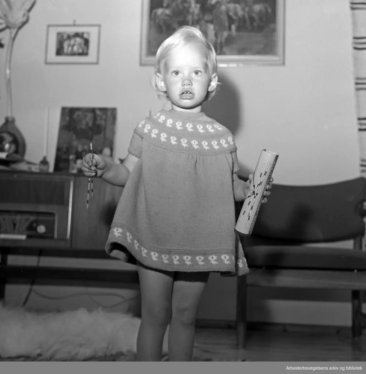 Vilde Bjerke. Født 1960. Skuespiller. Datter av Henny Moan og André Bjerke. Foto: 1. August 1961.