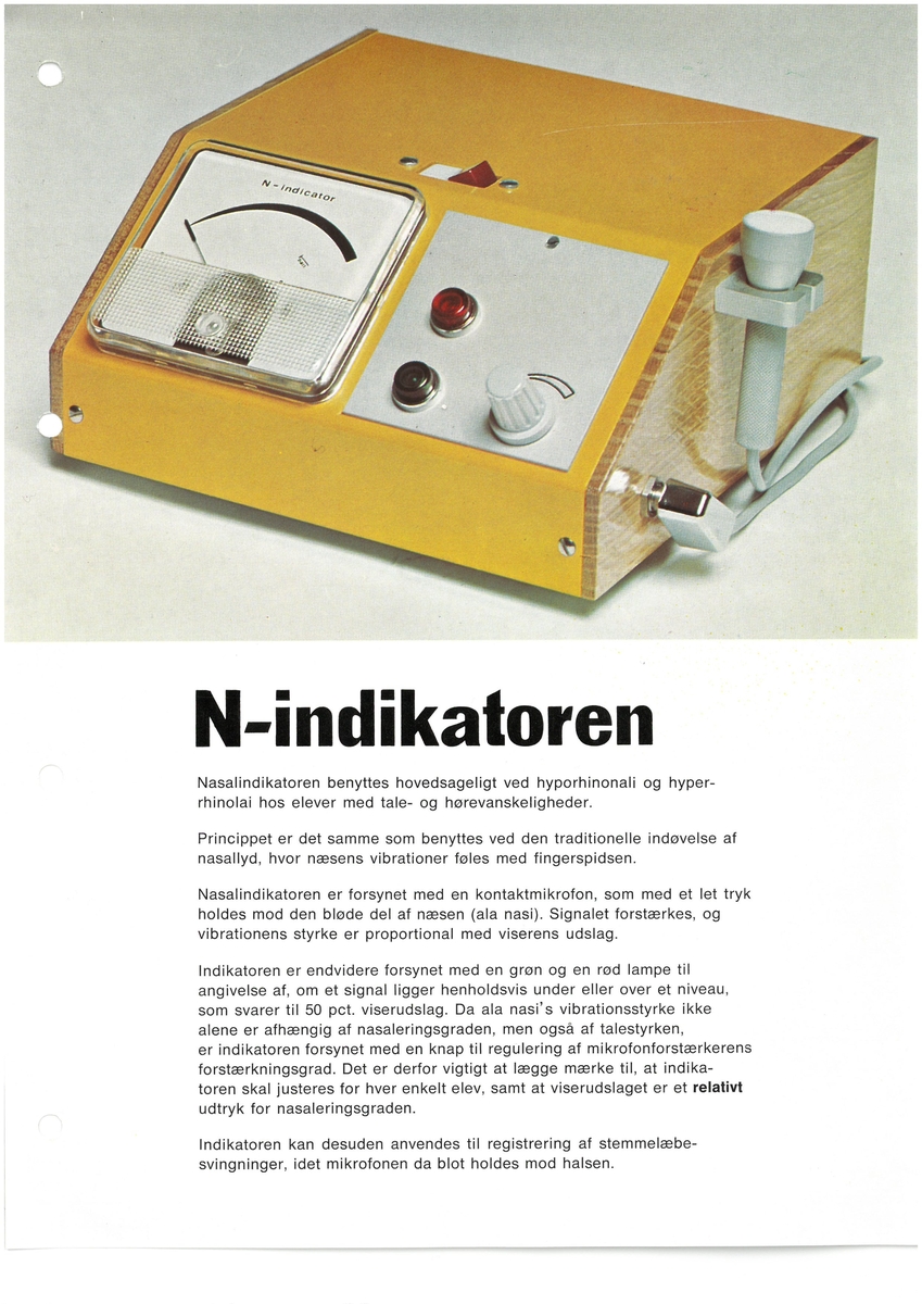 N-indikator, apparat til bruk i taletrening.