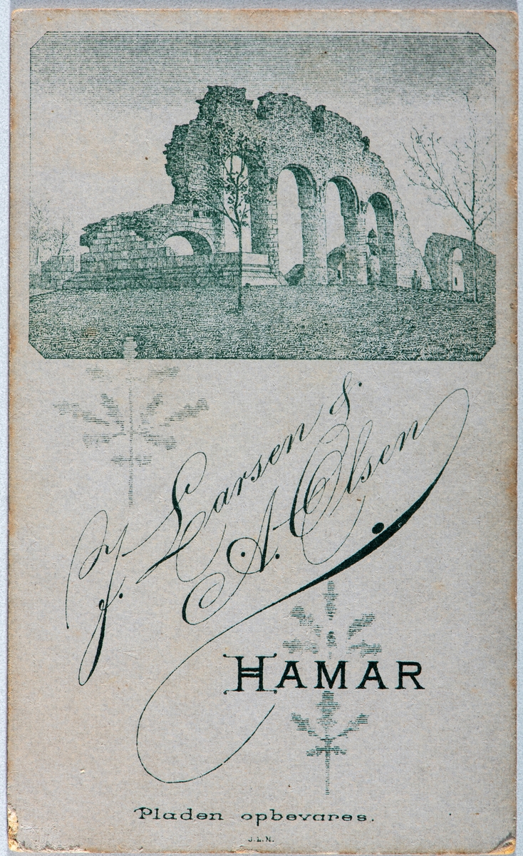 Portrett ukjent kvinne. Carte visit og Kabinett bilder fra to fotoalbumer fra Holte Gård i Stange.