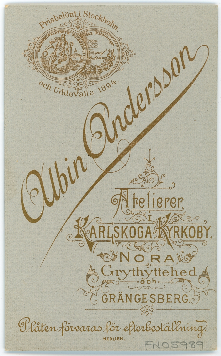 Kabinettsfotografi - G. Holmqvist