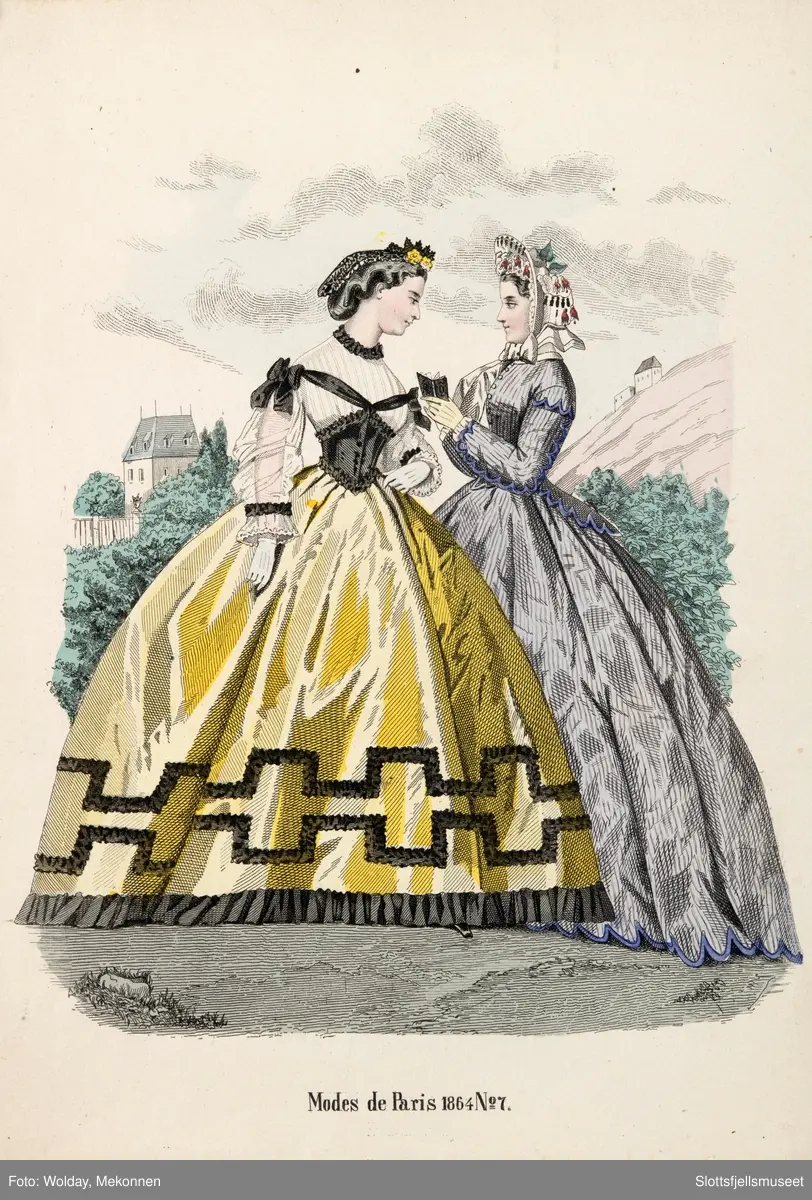 Illustrasjoner av dameklær fra 1864