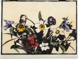 Blommor i lampsken [Träsnitt]