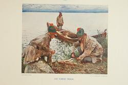 Färgtryck efter målning av John Bauer. "Vid Torne träsk." Mä