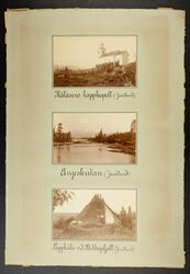 Ark med tre monterade fotografiska motiv från Jämtland. Kålå