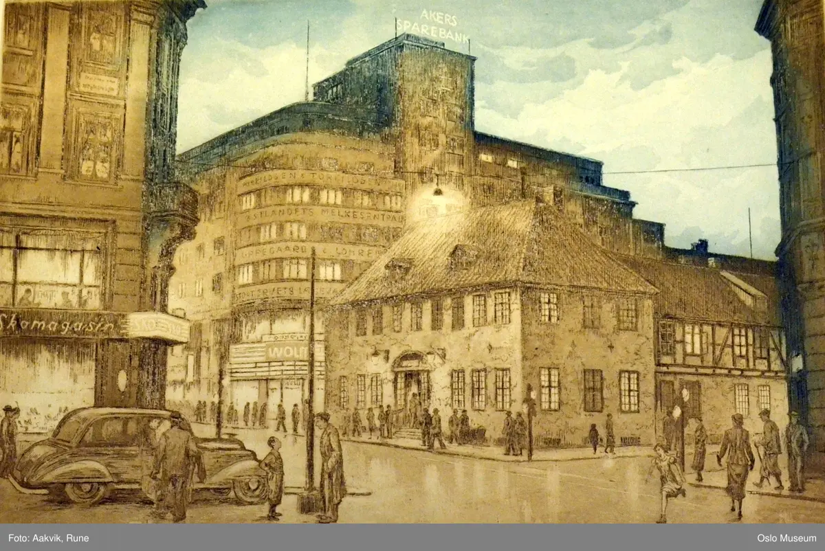 arkitektur, gatehjørne, torv, bil, mennesker, bygård, forretningsgård, gatelys, bymiljø