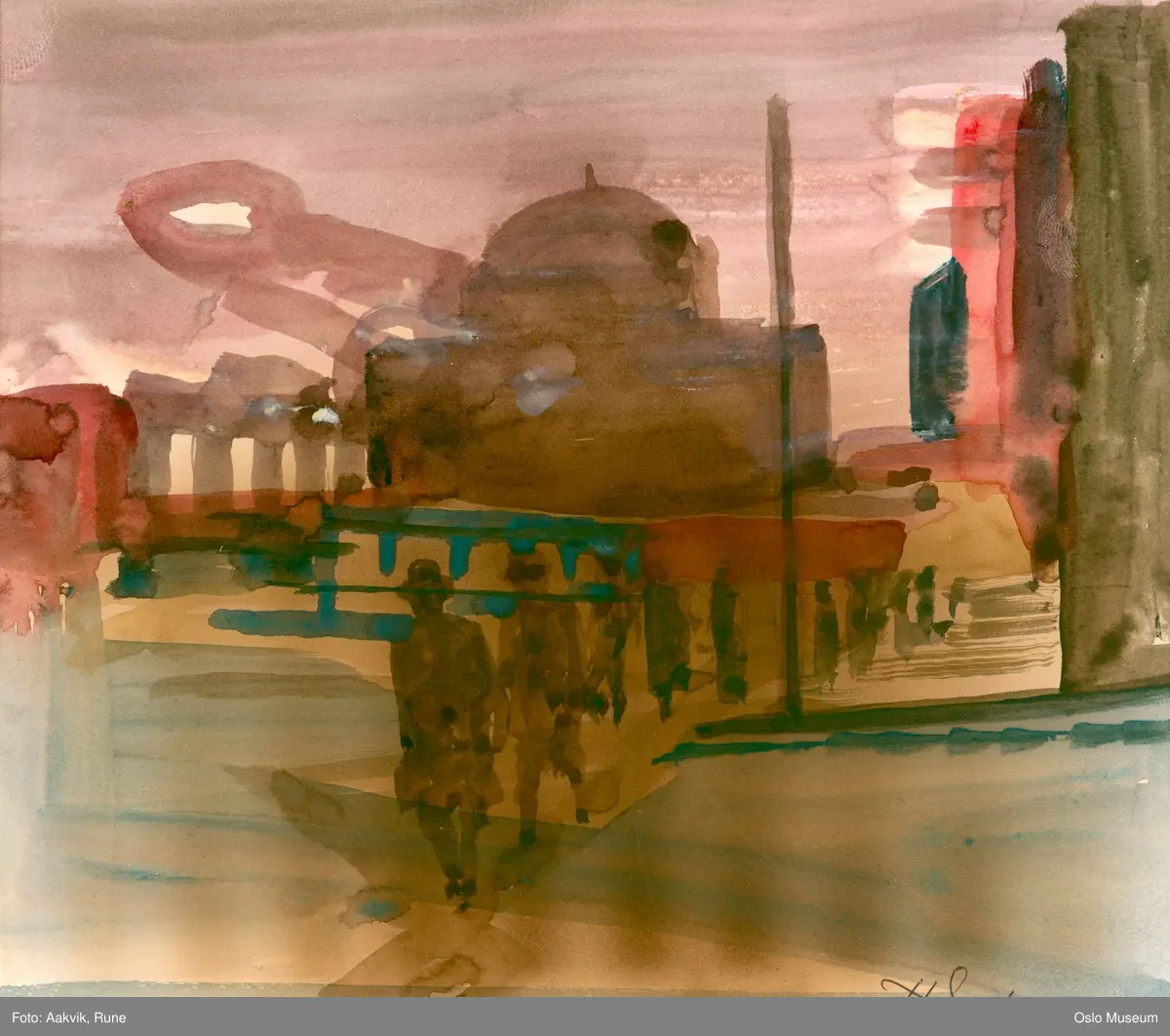 tetaerbygning, gateløp, gateparti, trær, bygårder, mennesker