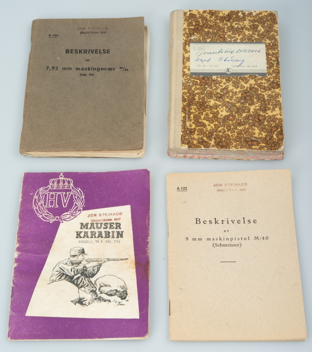 Diverse gjenstander etter Jon Steihaug, hovedsakelig fra tjenestetiden ved HV etter krigen.