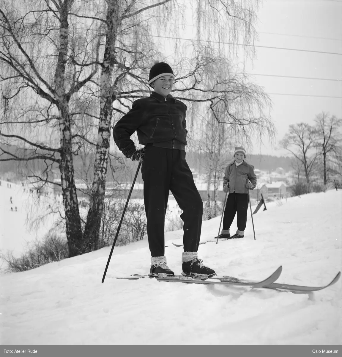 gutter, Øglænds strekkbukser, ski, snø