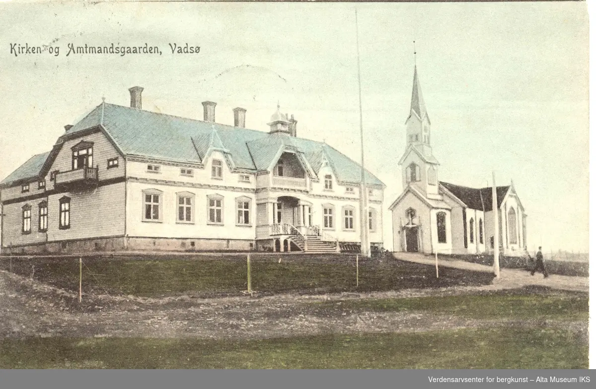 Vadsø, amtmannsgård, kirke, person, vei