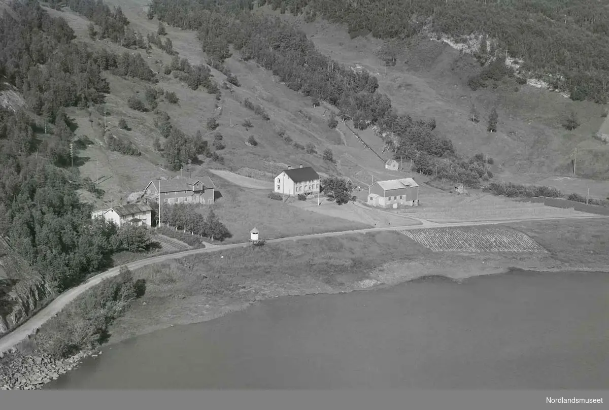 Transport Industri Bergverk Sulitjelma flyfoto sjølykt merking