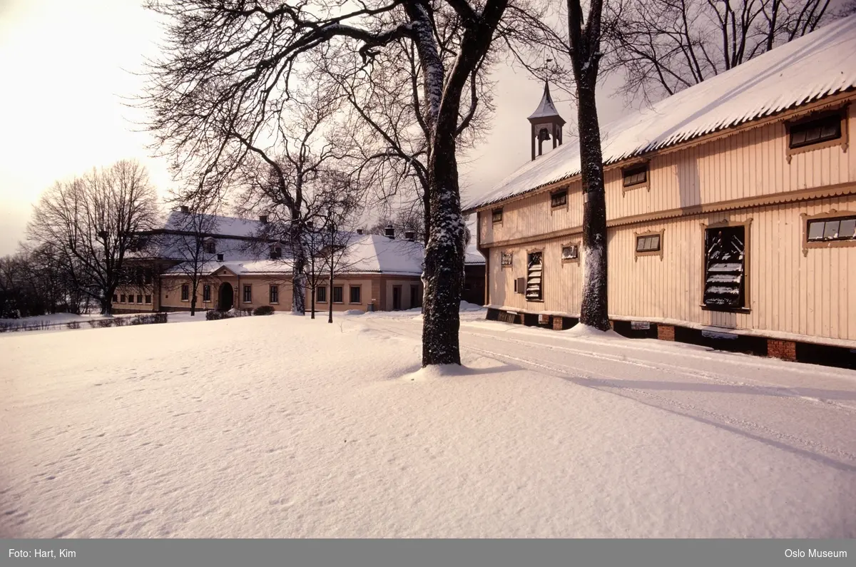 Bogstad gård, hovedbygning, stabbur, snø