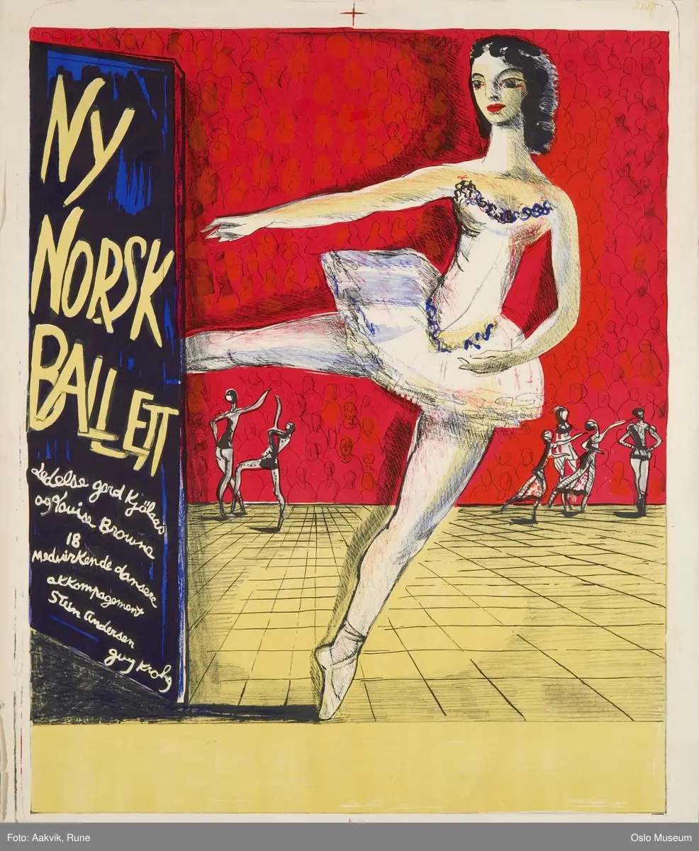 Scene, ballettdansere, kvinner, menn, scenografi, tekst