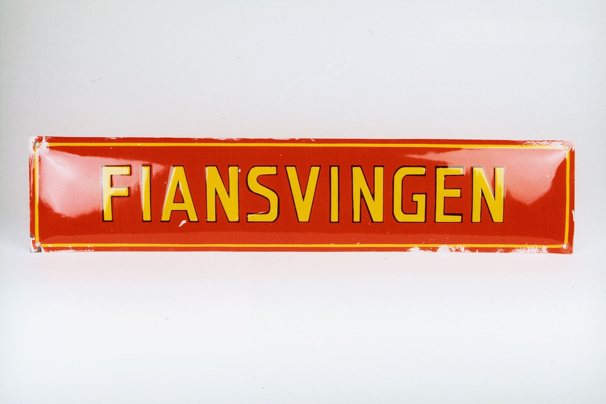 Postmuseet, gjenstander, skilt, stedskilt, stedsnavn, Fiansvingen.