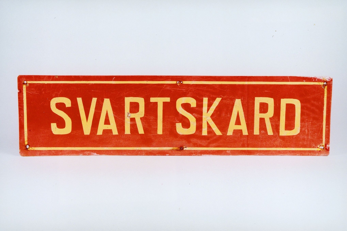 Postmuseet, gjenstander, skilt, stedskilt, stedsnavn, 8586 Svartskard.