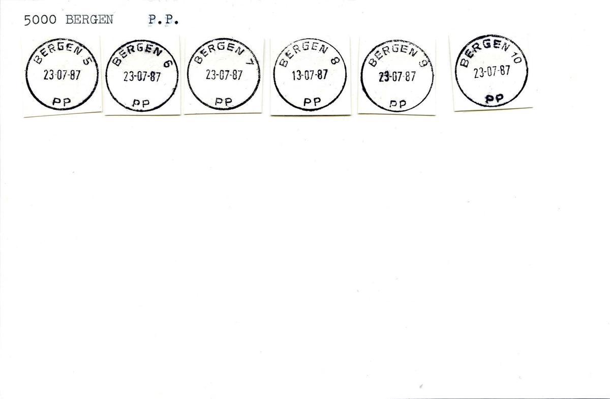 Stempelkatalog, Bergen postkontor. Pakkepost. Bergen kommune. Hordaland fylke. 