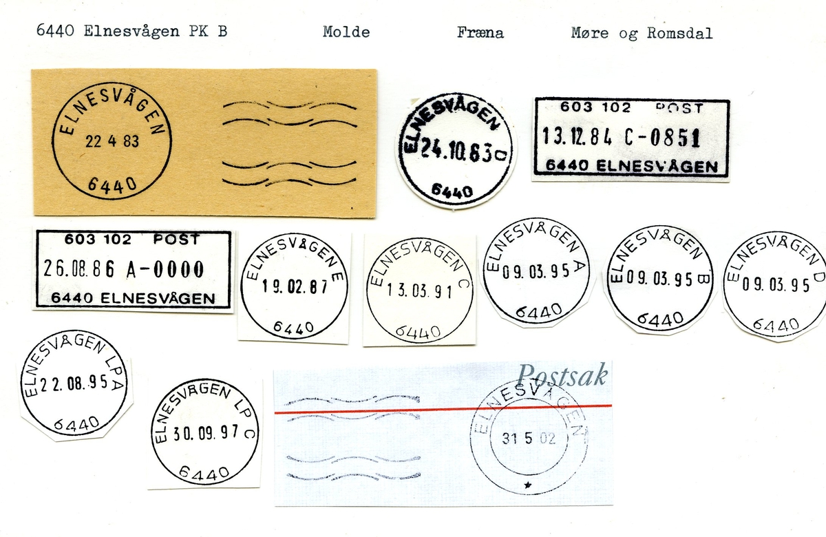 Stempelkatalog Elnesvågen, Molde, Fræna, M.og Romsdal