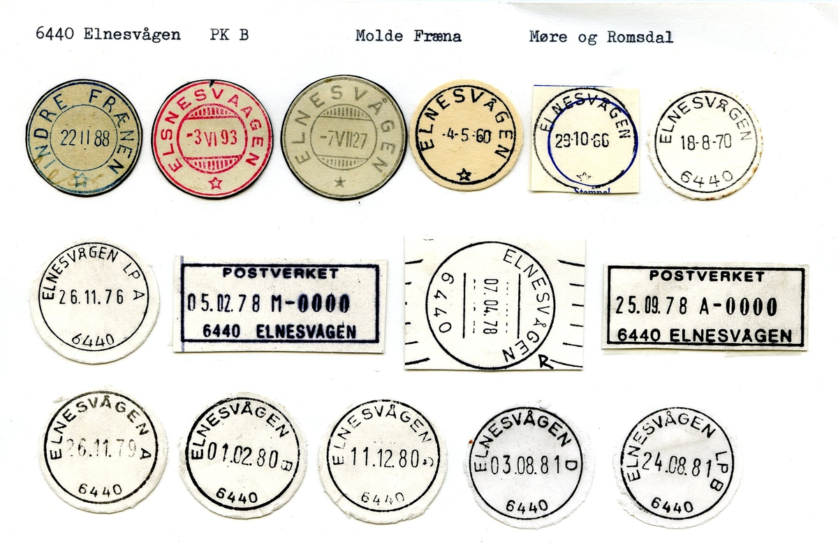 Stempelkatalog Elnesvågen, Molde, Fræna, M.og Romsdal