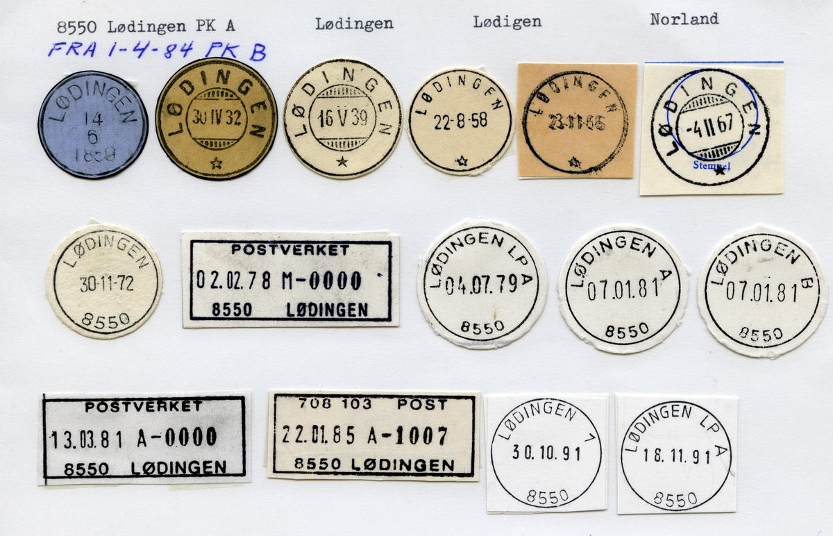 Stempelkatalog, 8550 Lødingen, Lødingen kommune, Nordland